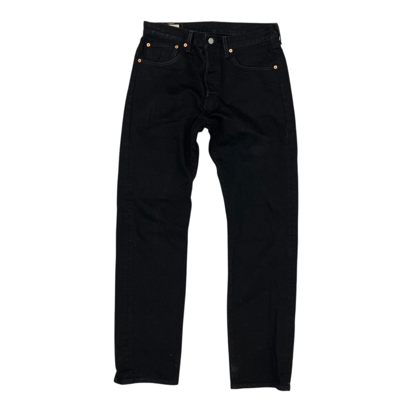 Jeans Straight By Levis In Black Denim, Size:12