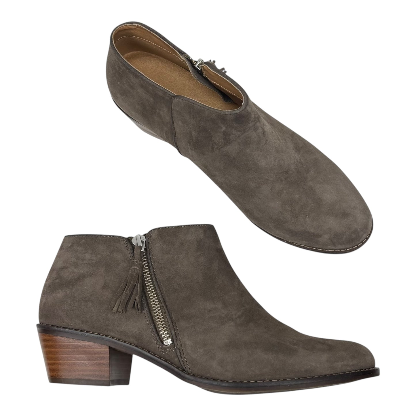 Boots Ankle Heels By Vionic In Grey, Size:9.5