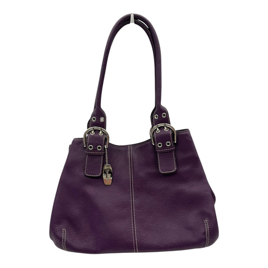 Handbag Leather By Clothes Mentor In Purple, Size:Medium
