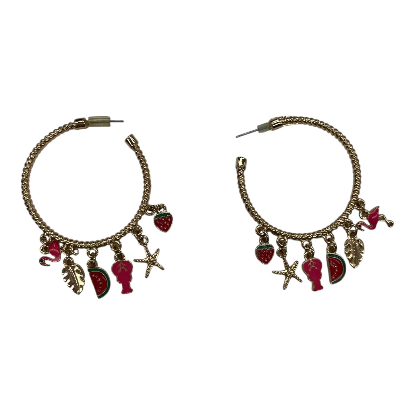 Earrings Hoop By Clothes Mentor In Gold & Pink