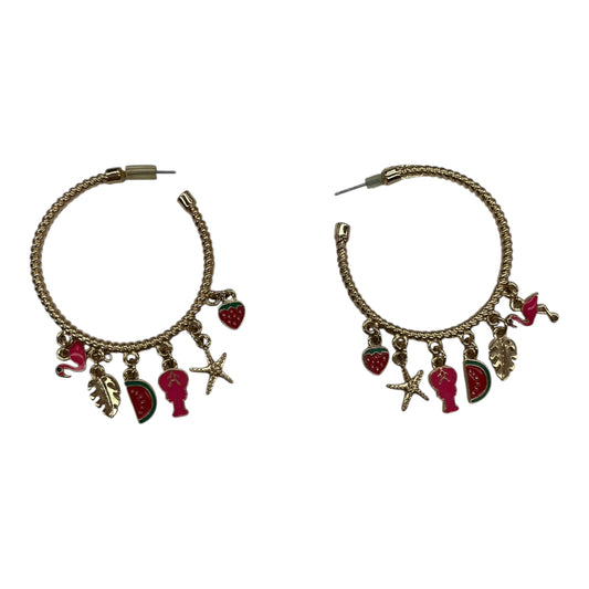 Earrings Hoop By Clothes Mentor In Gold & Pink