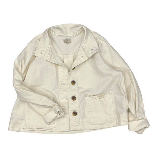 Jacket Denim By Loft In Cream, Size:Xl