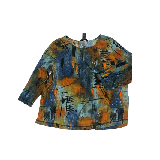 Top 3/4 Sleeve By Ali Miles In Multi, Size:1X