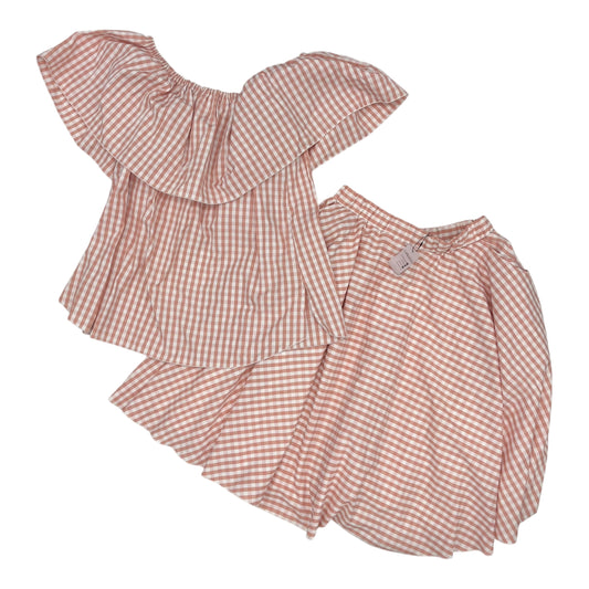 Skirt Set 2Pc By Clothes Mentor In Pink & White, Size:1X