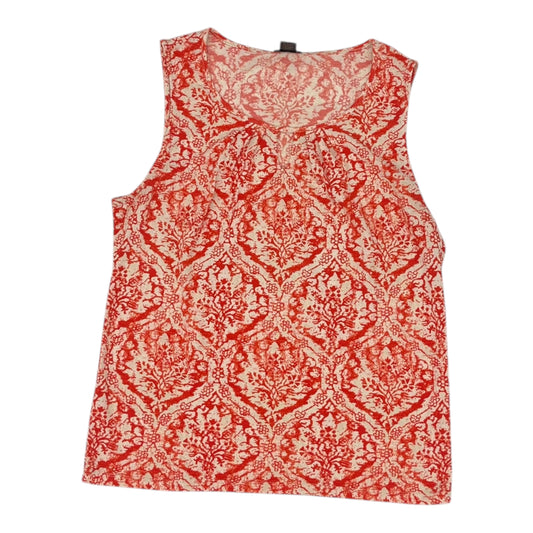Top Sleeveless By Ann Taylor In Red & White, Size:L
