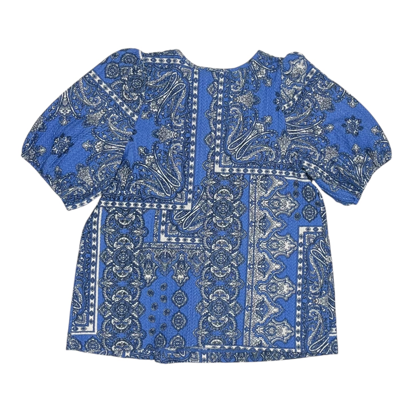 Blouse Ss By Loft In Blue & White, Size:S