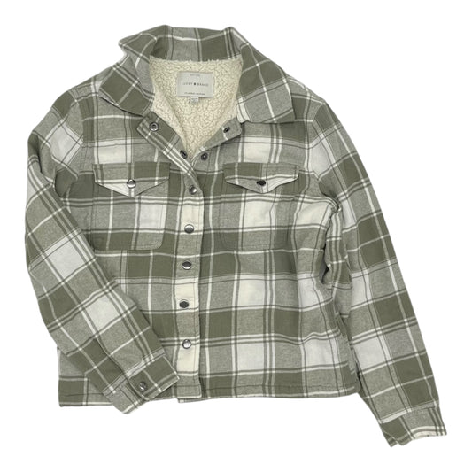 Jacket Faux Fur & Sherpa By Lucky Brand In Cream & Green, Size:Xs