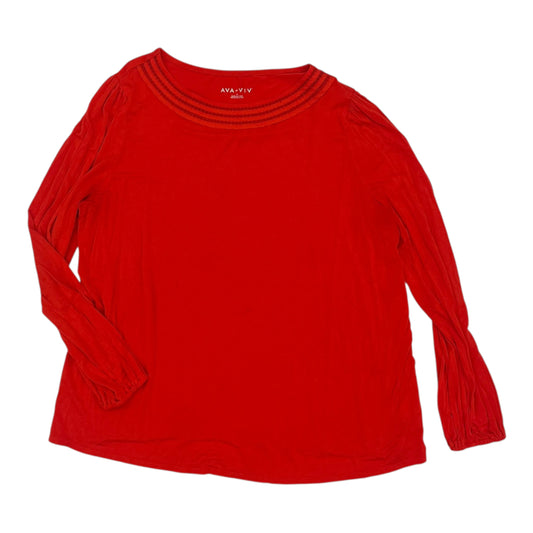 Blouse Ls By Ava & Viv In Orange, Size:1X