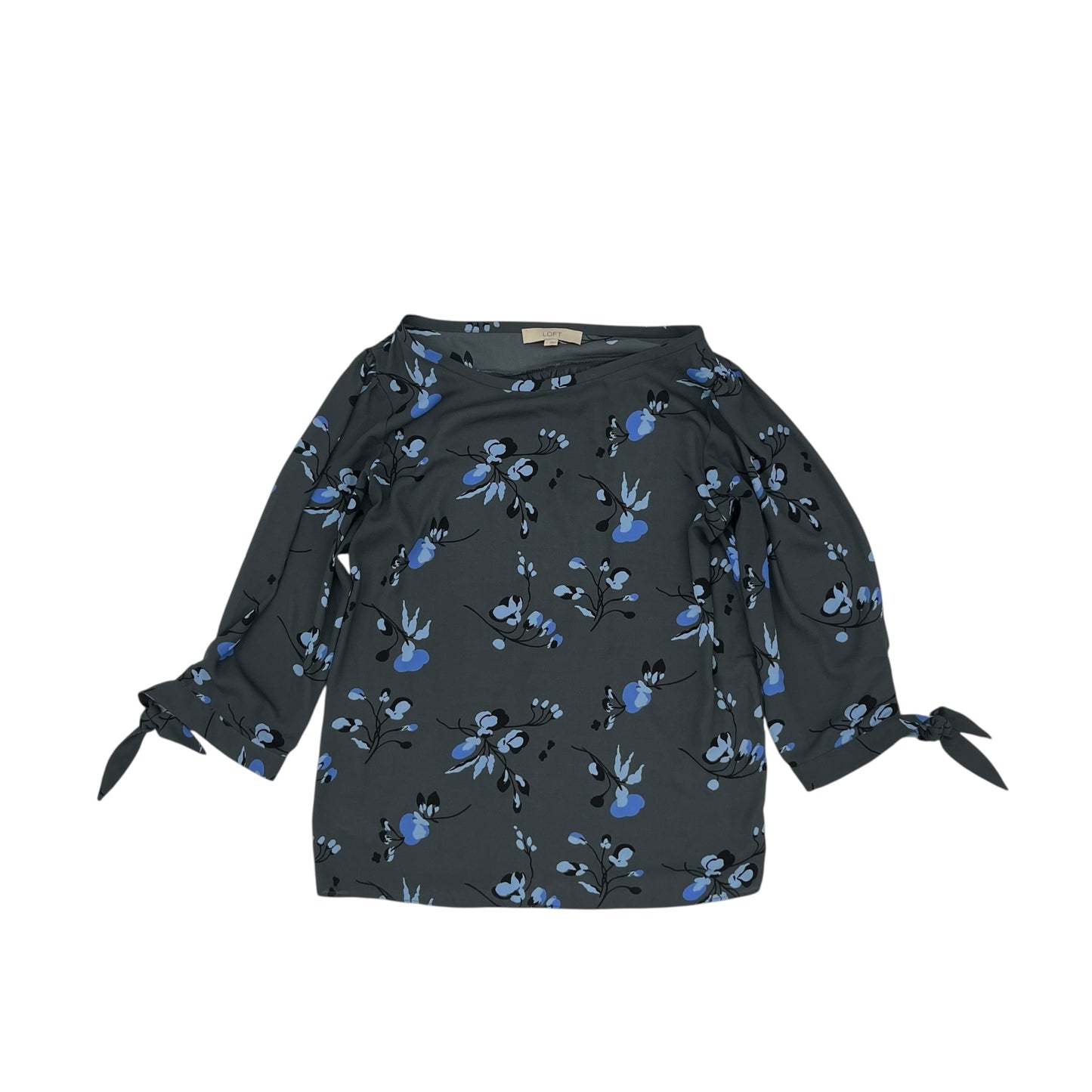 Blouse 3/4 Sleeve By Loft In Grey, Size:L