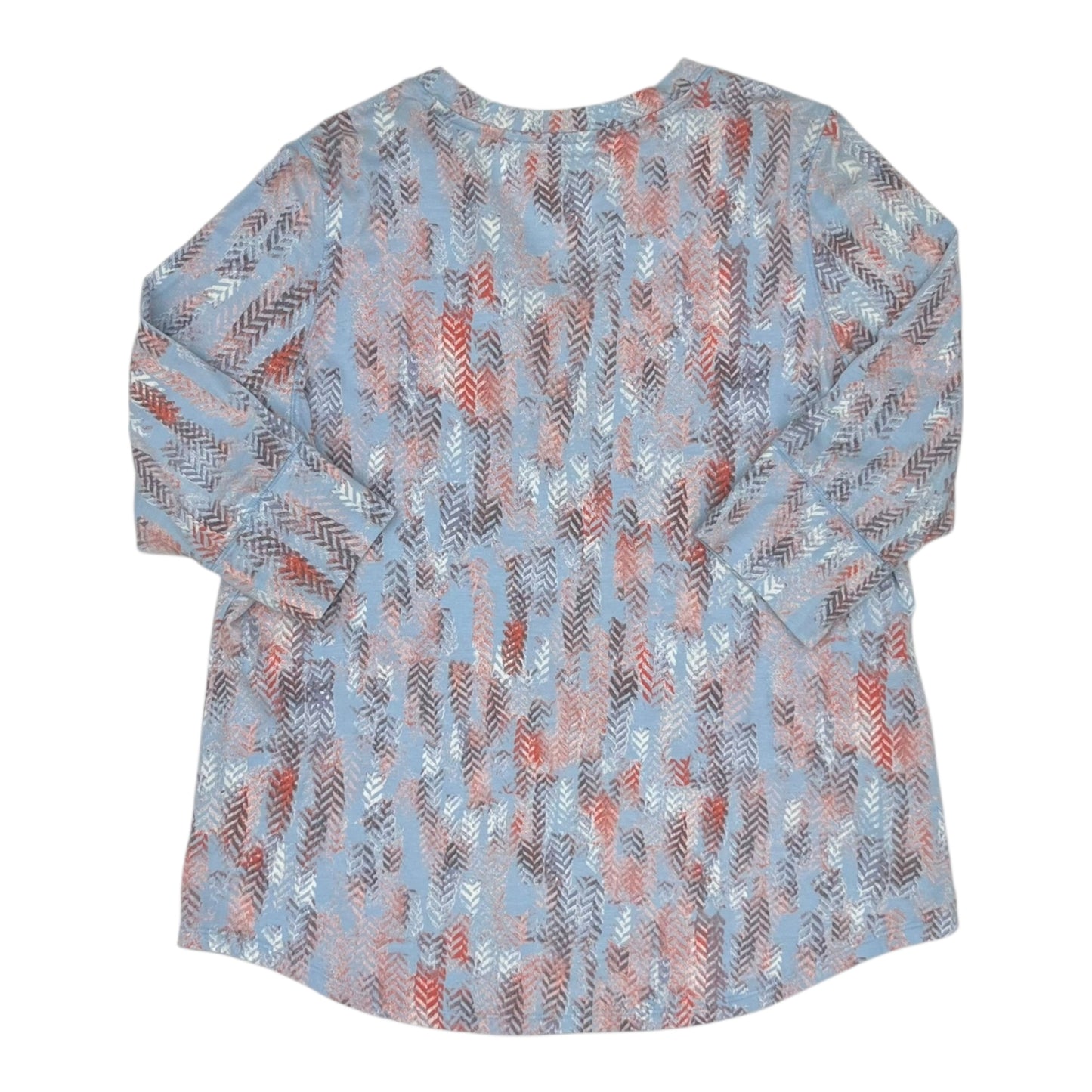 Top 3/4 Sleeve By Relativity In Blue & Orange, Size:1X