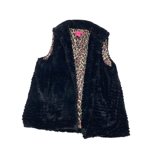 Vest Faux Fur & Sherpa By Betsey Johnson In Black, Size:L