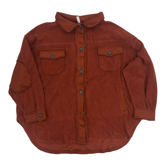 Jacket Shirt By Zenana Outfitters In Red, Size:3X