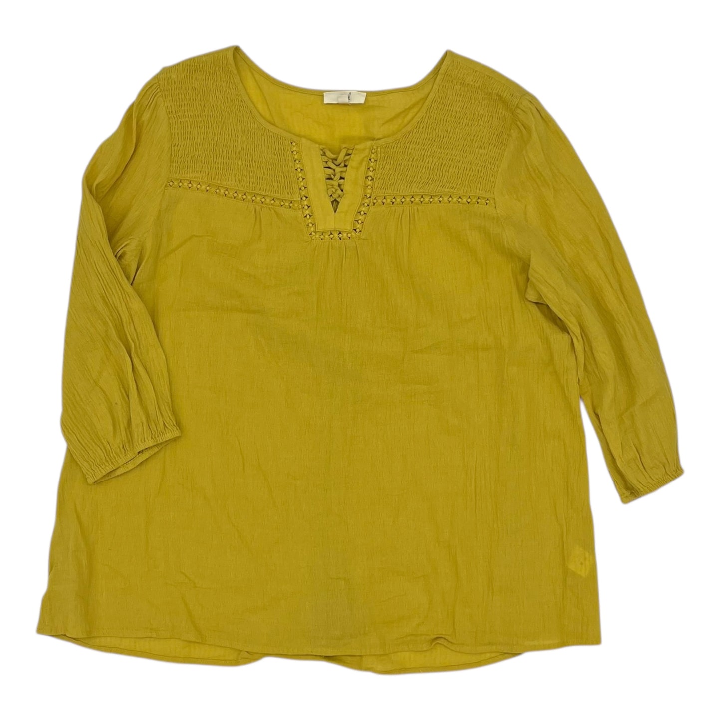Top 3/4 Sleeve By Easel In Yellow, Size:L