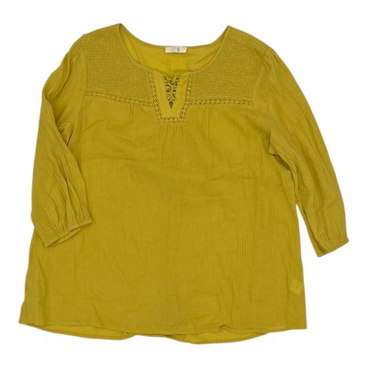 Top 3/4 Sleeve By Easel In Yellow, Size:L