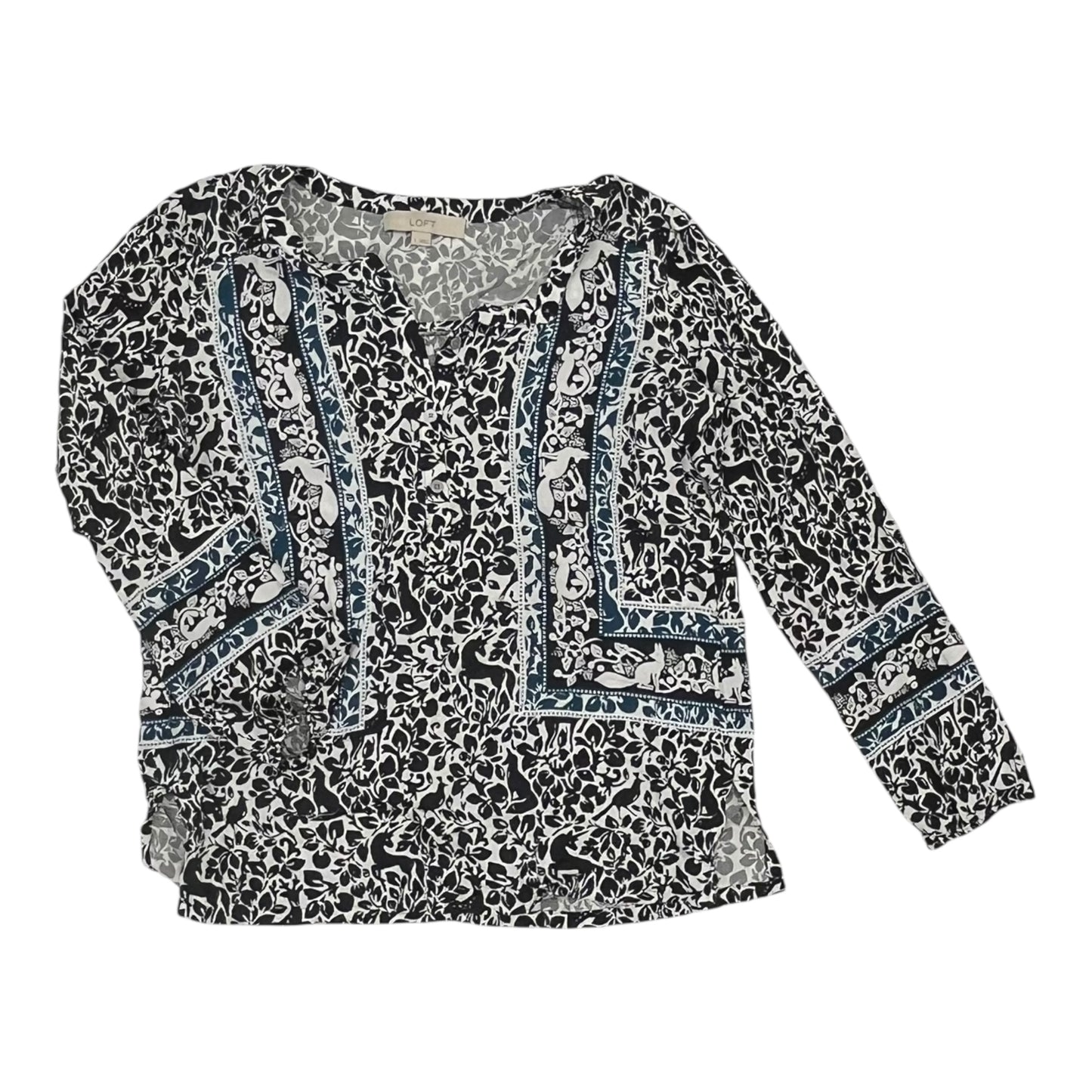 Top Ls By Loft In Black & Blue, Size:S