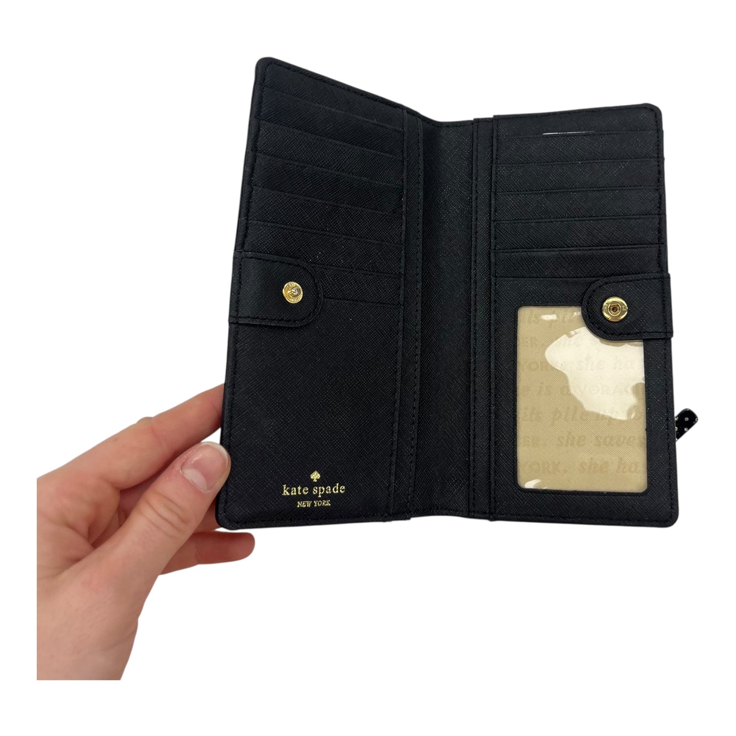 Wallet Designer By Kate Spade In Black & Gold, Size:Medium