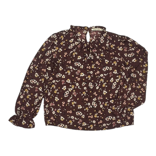 Blouse Ls By Liberty Love In Brown, Size:Xl