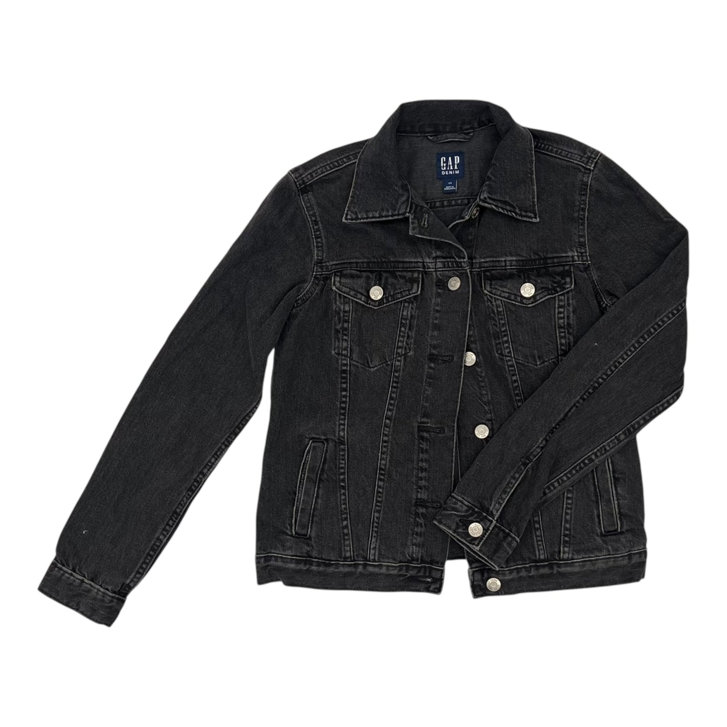 Jacket Denim By Gap In Black Denim, Size:Xs