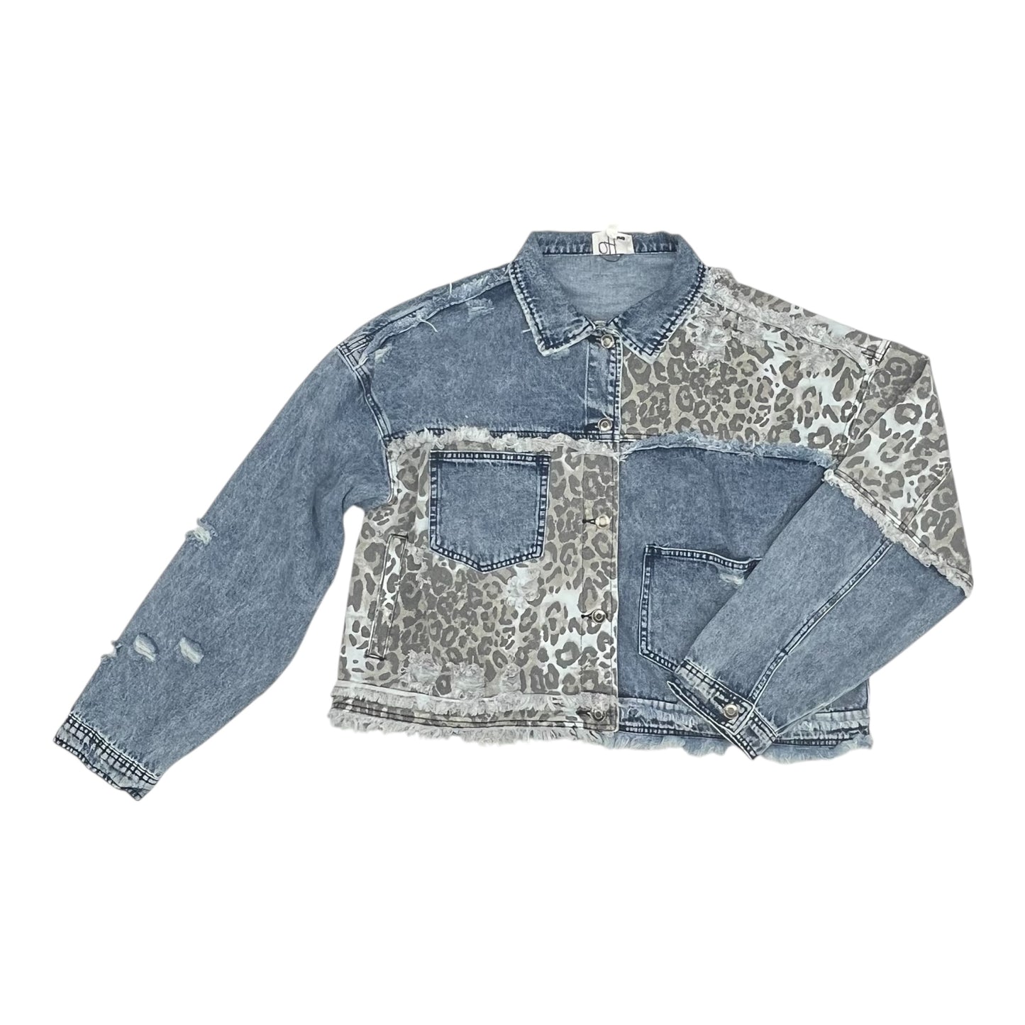 Jacket Denim By Clothes Mentor In Animal Print, Size:L