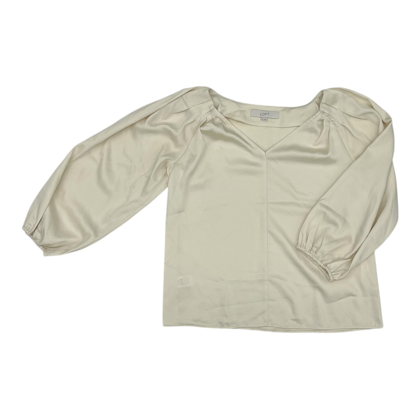 Blouse Ls By Loft In Tan, Size:Xs