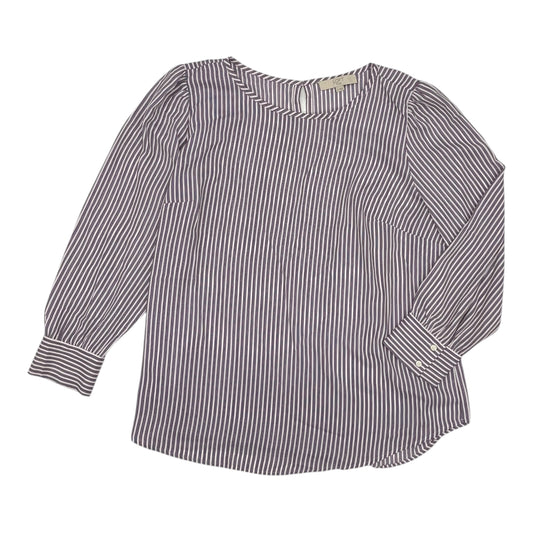 Blouse Ls By Loft In Striped Pattern, Size:1X