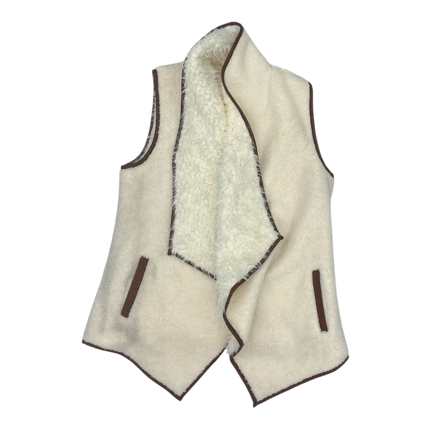 Vest Faux Fur & Sherpa By Papermoon In Cream, Size:L