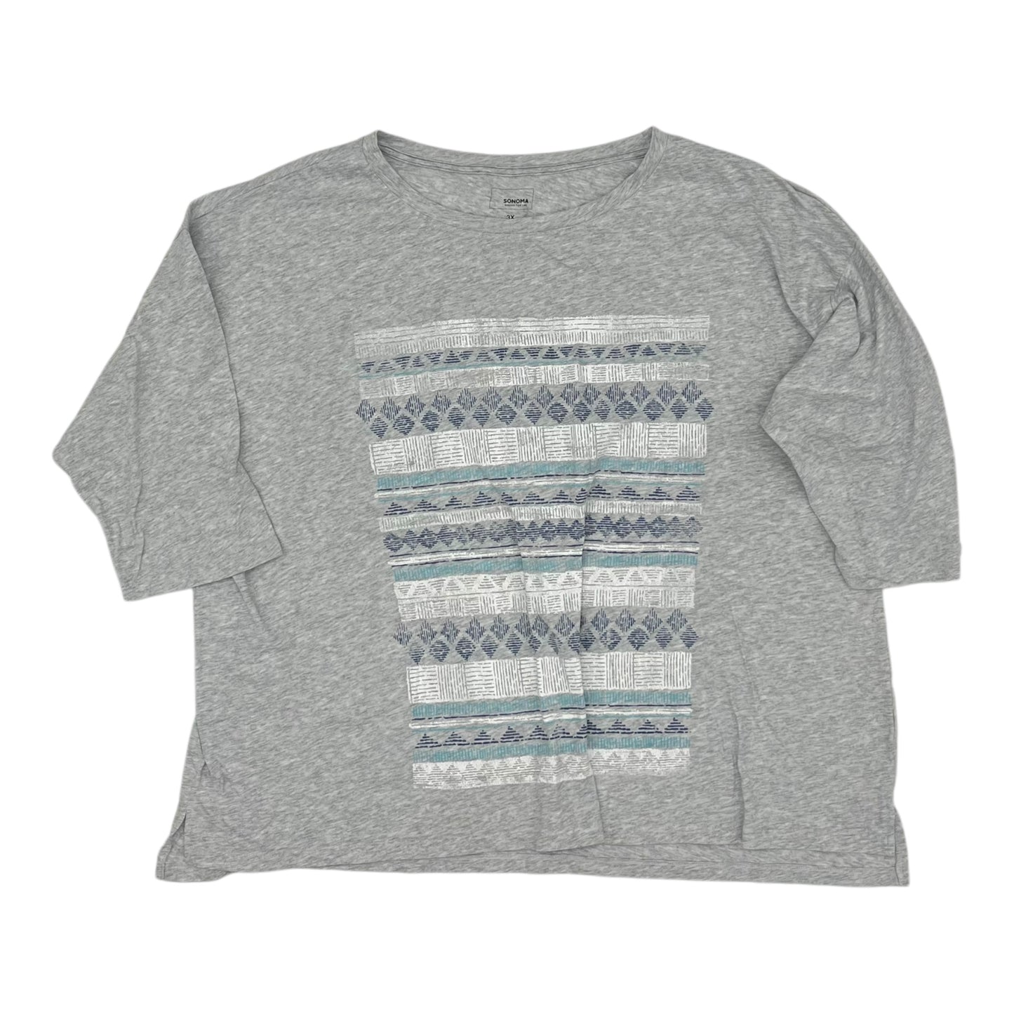 Top 3/4 Sleeve By Sonoma In Grey, Size:3X