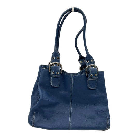 Handbag Leather By Clothes Mentor In Navy, Size:Medium