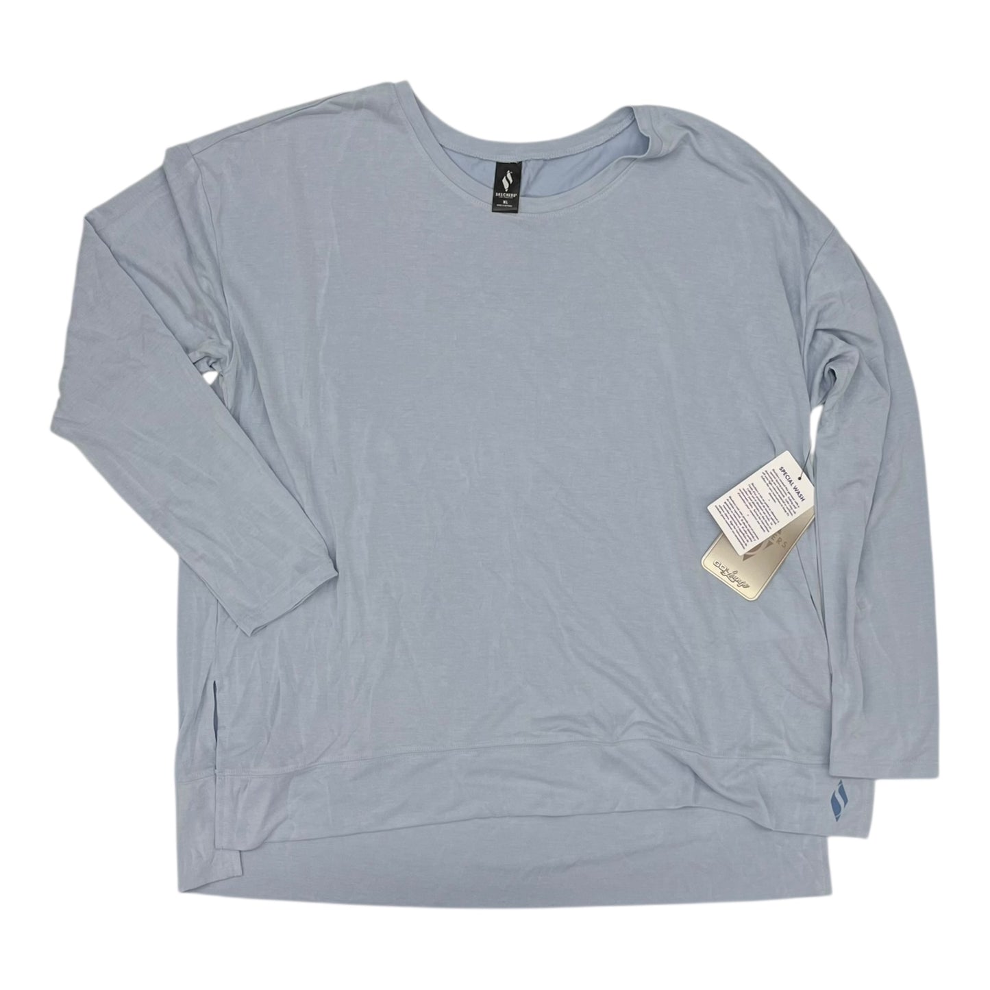 Athletic Top Ls Collar By Skechers In Blue, Size:Xl