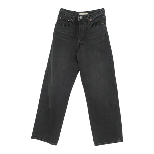 Jeans Straight By Levis In Black Denim, Size:2