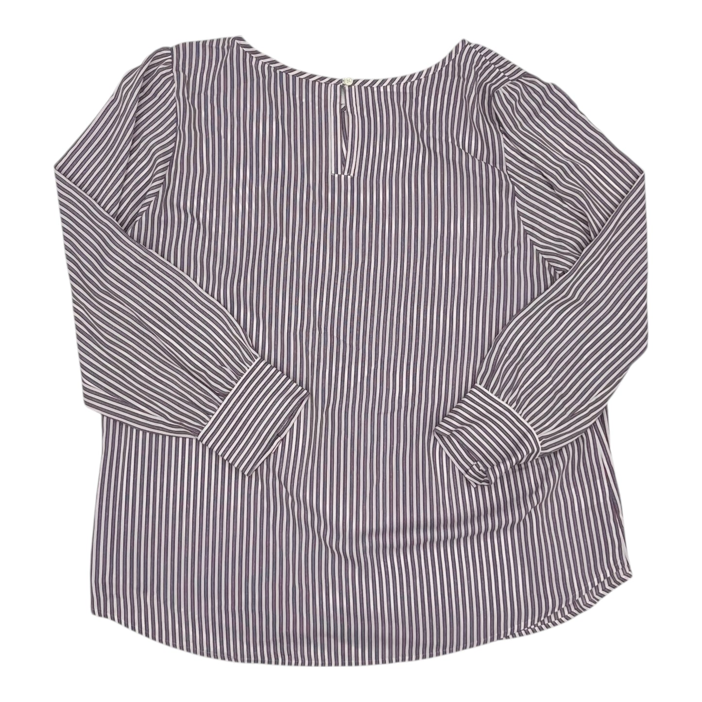 Blouse Ls By Loft In Striped Pattern, Size:1X