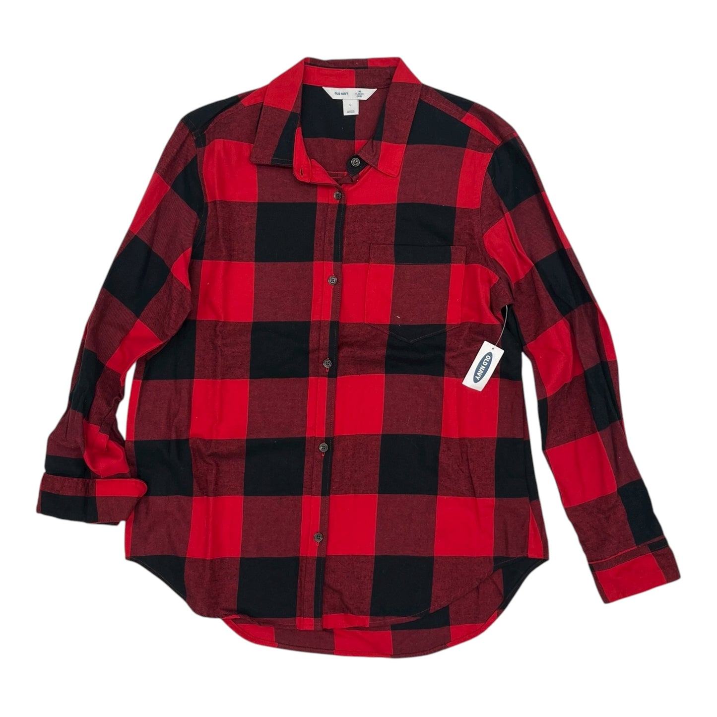 Blouse Ls By Old Navy In Black & Red, Size:L