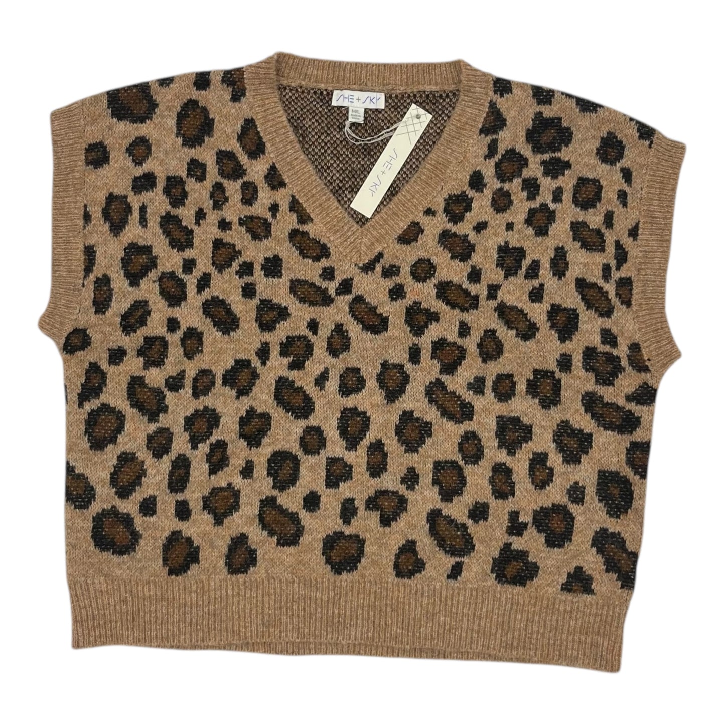 Vest Sweater By She + Sky In Animal Print, Size:M