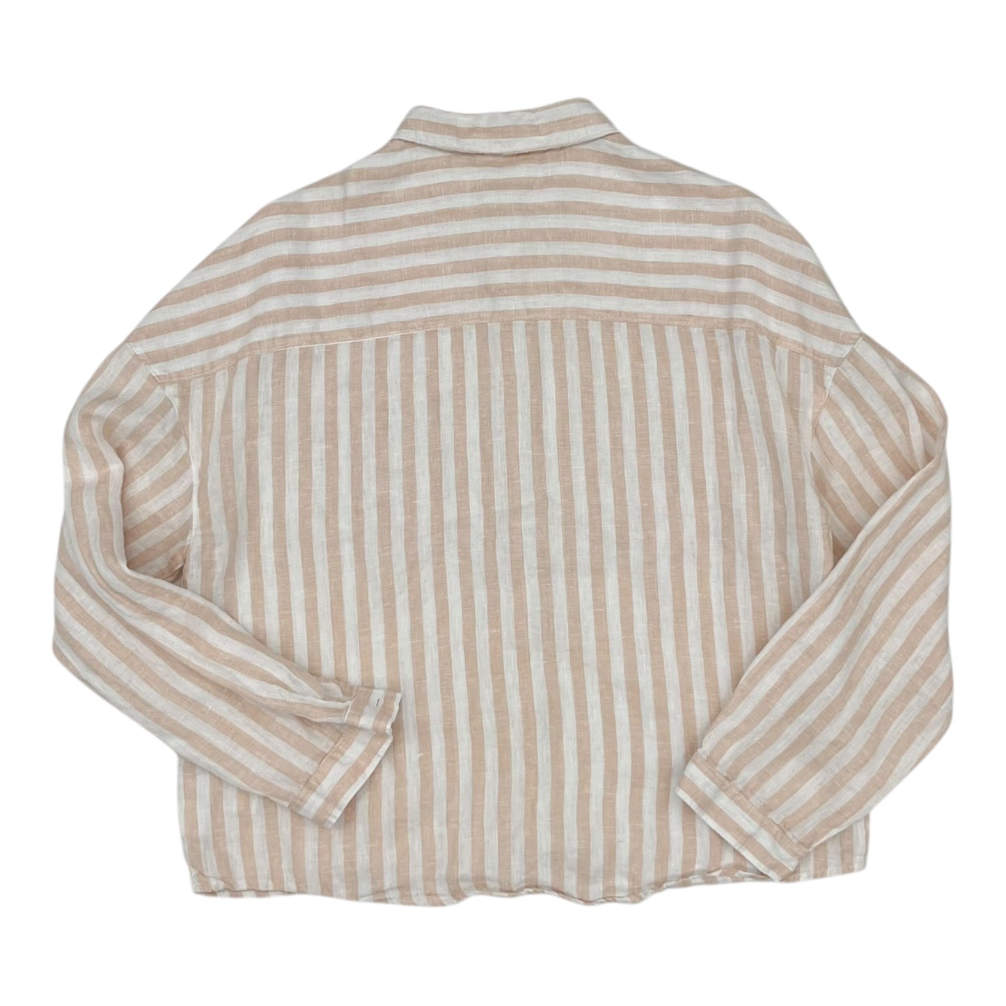 Blouse Ls By C And C In Orange & White, Size:L