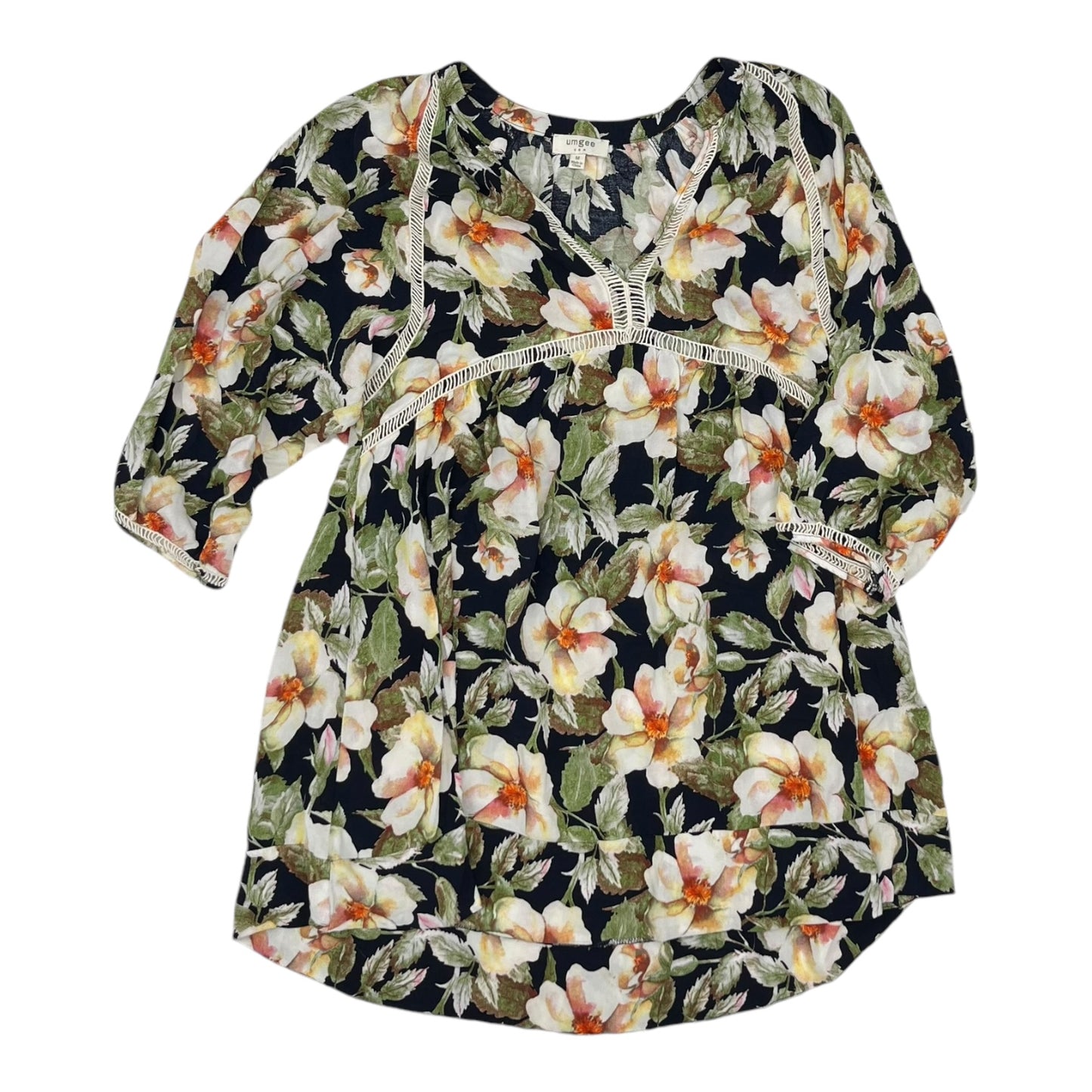 Tunic 3/4 Sleeve By Umgee In Floral Print, Size:M