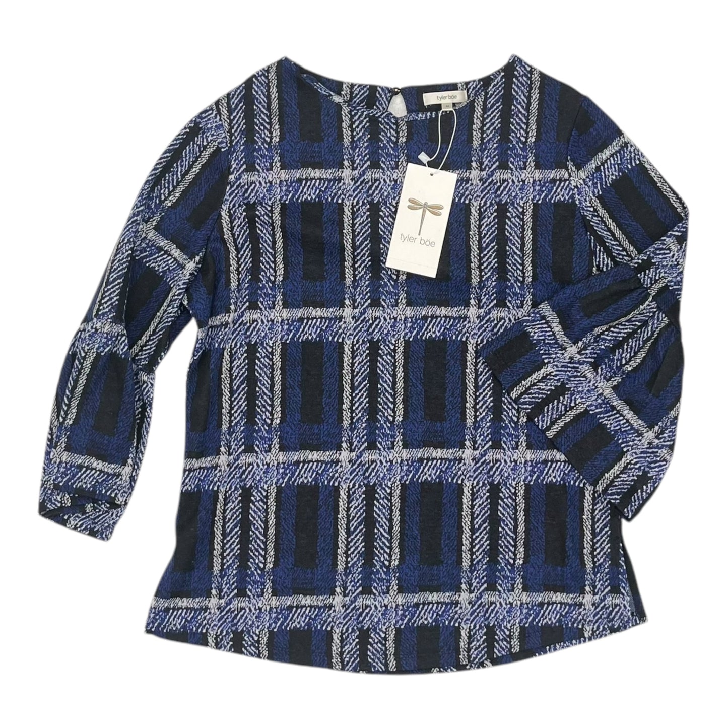 Blouse Ls By Tyler Boe In Black & Blue, Size:M