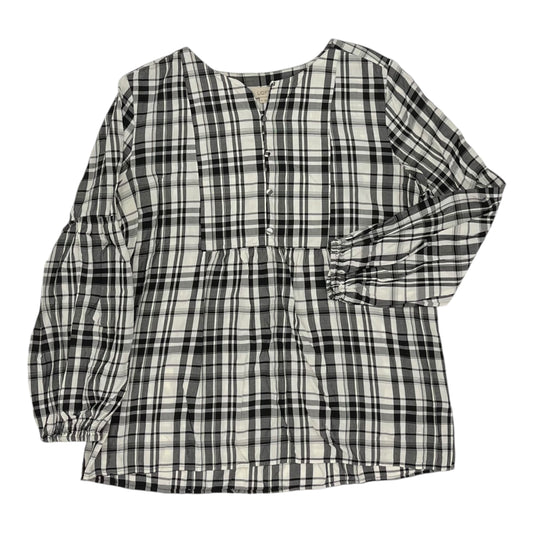 Blouse Ls By Loft In Black & White, Size:M