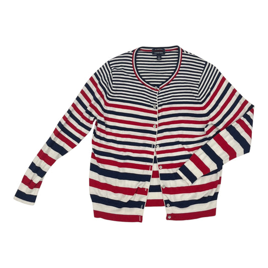 SWEATER CARDIGAN by LANDS END In BLUE & RED & WHITE, Size: L