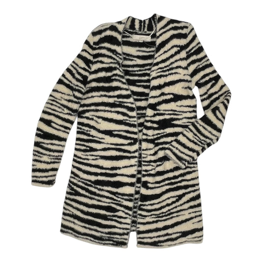 Sweater Cardigan By Loft In Black & Cream, Size:Xs