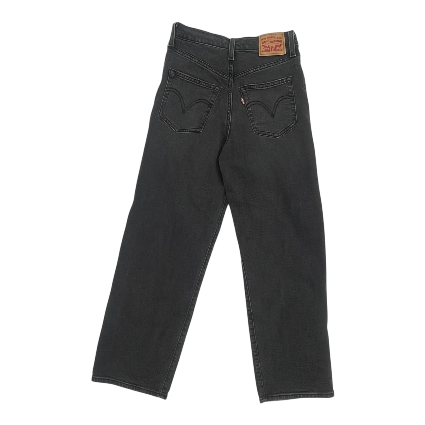 Jeans Straight By Levis In Black Denim, Size:2