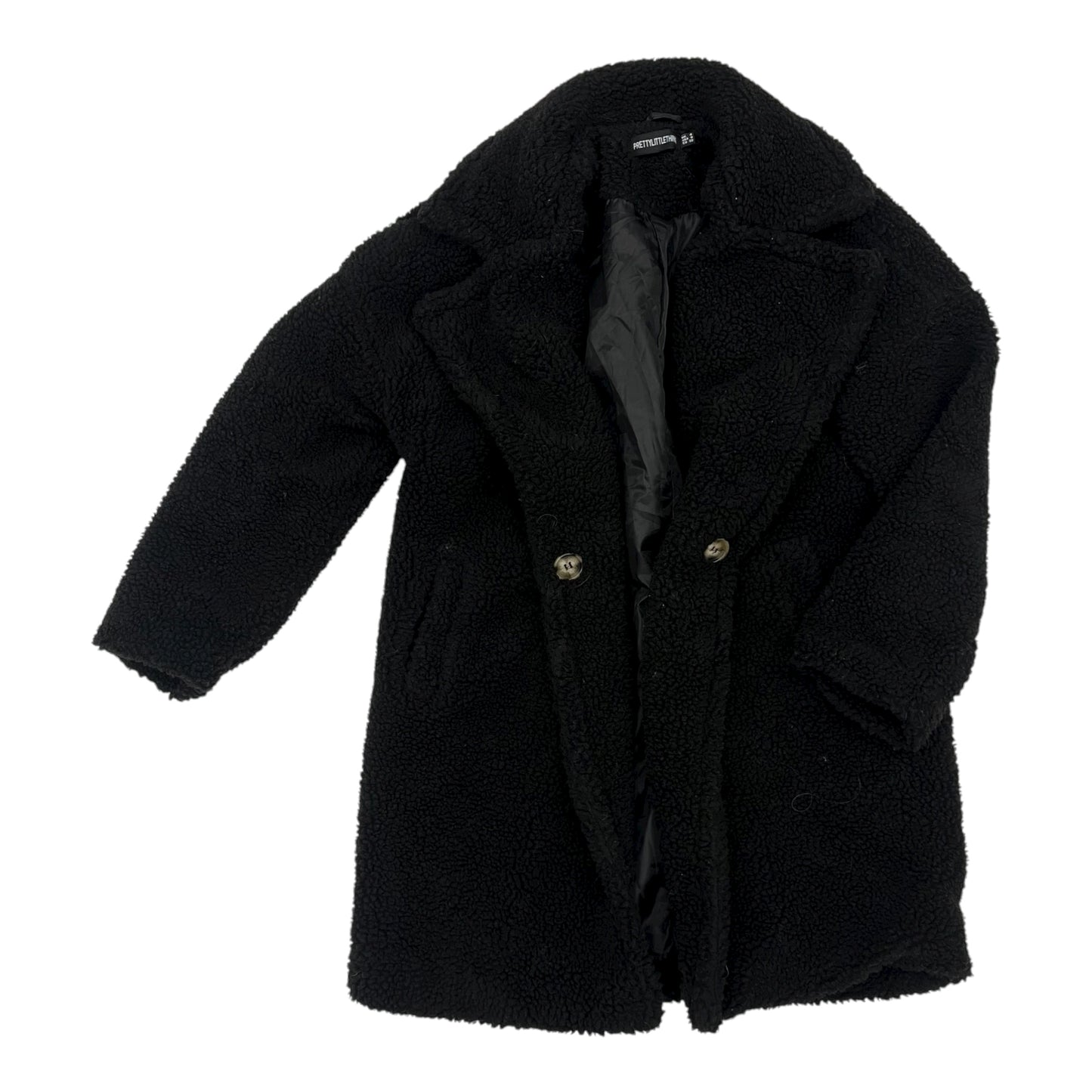 Coat Faux Fur & Sherpa By Pretty Little Thing In Black, Size:Xs