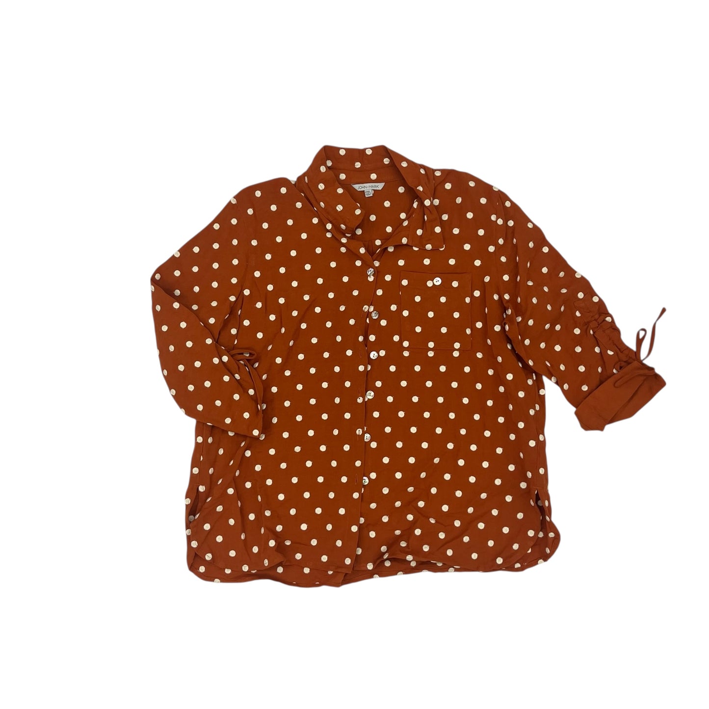 Blouse 3/4 Sleeve By John Mark In Orange, Size:Xlp