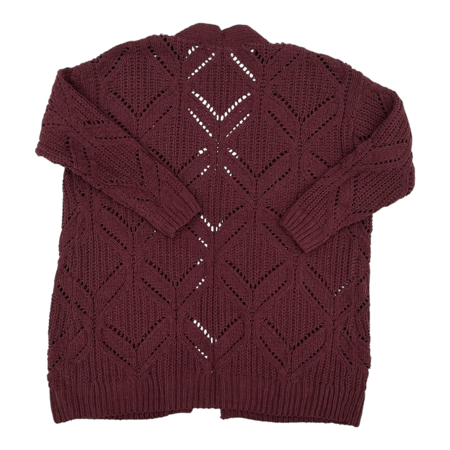 Sweater Cardigan By Terra & Sky In Maroon, Size:1X