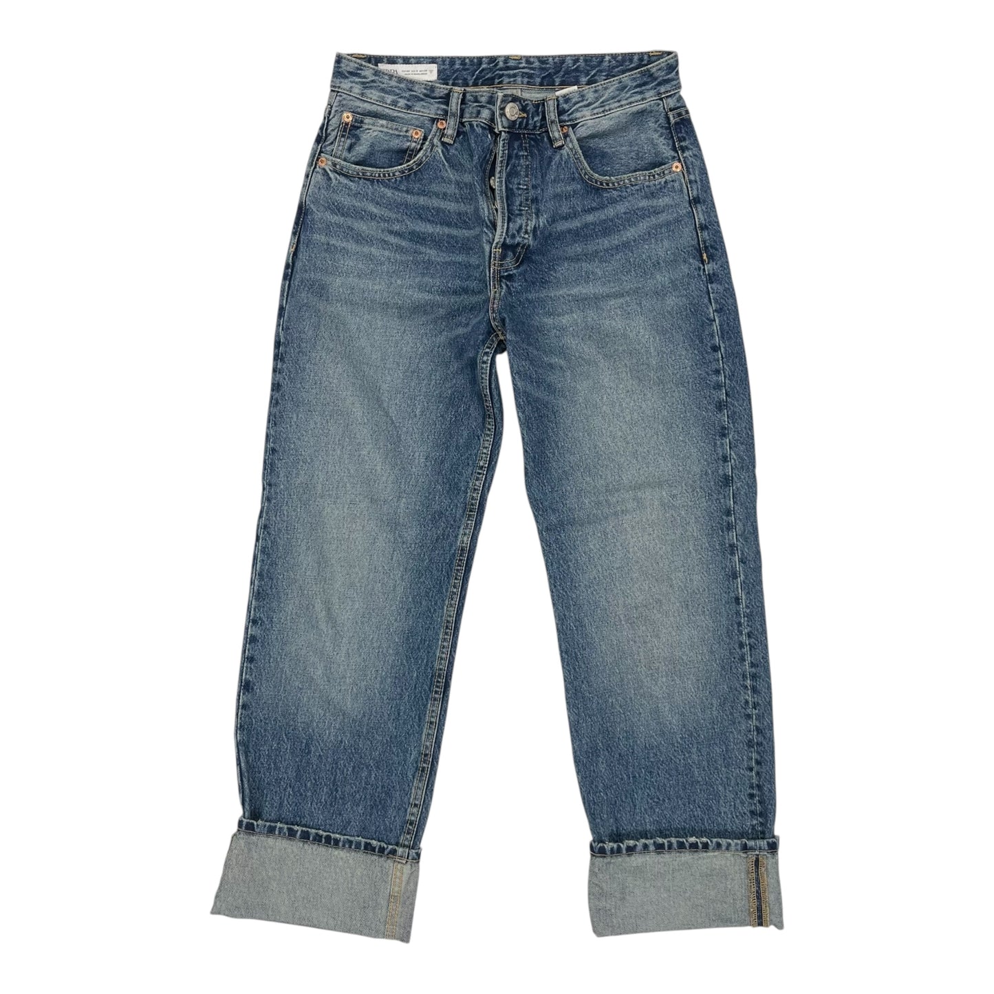 Jeans Straight By Zara In Blue Denim, Size:6