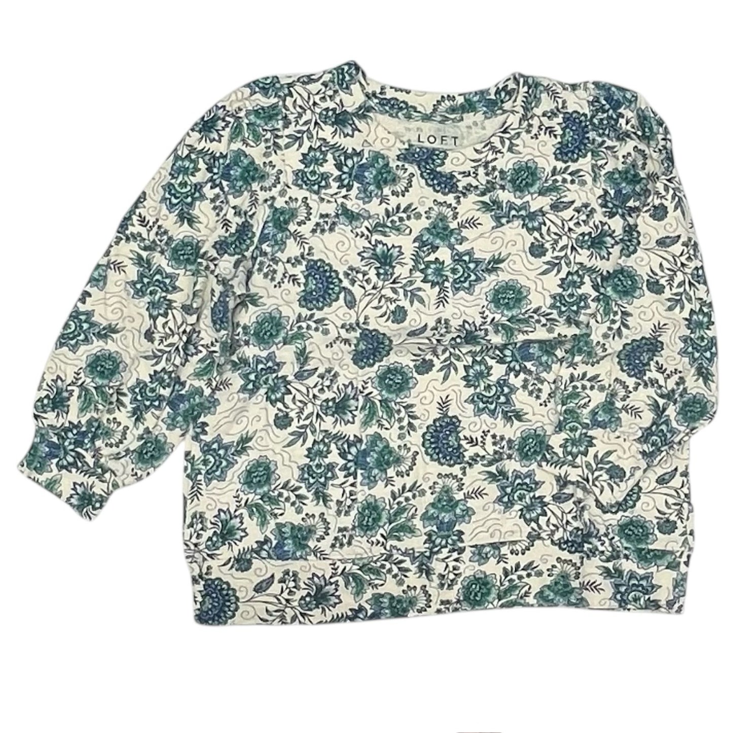 Top Ls By Loft In Cream & Green, Size:L