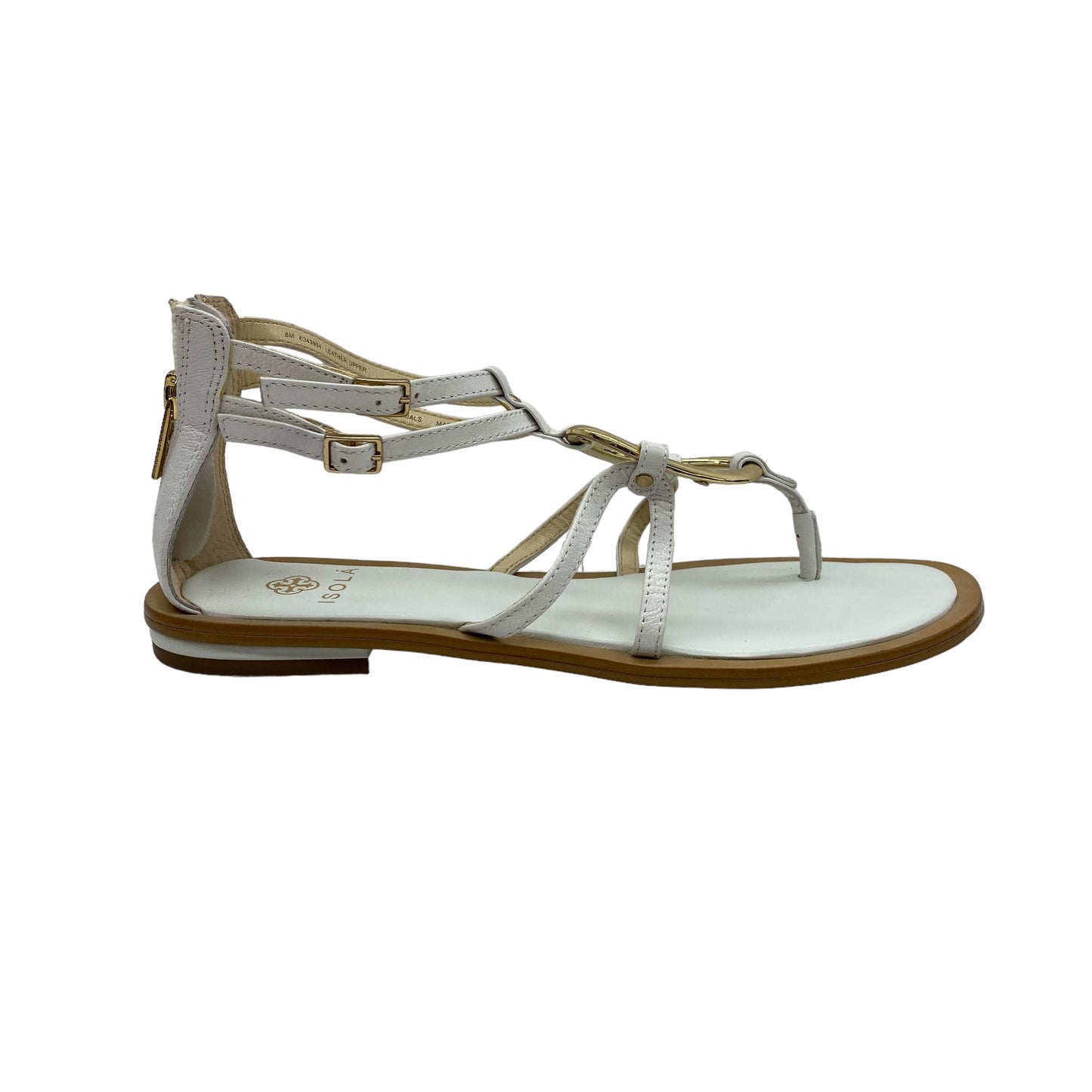 WHITE SANDALS FLATS by ISOLA Size:8