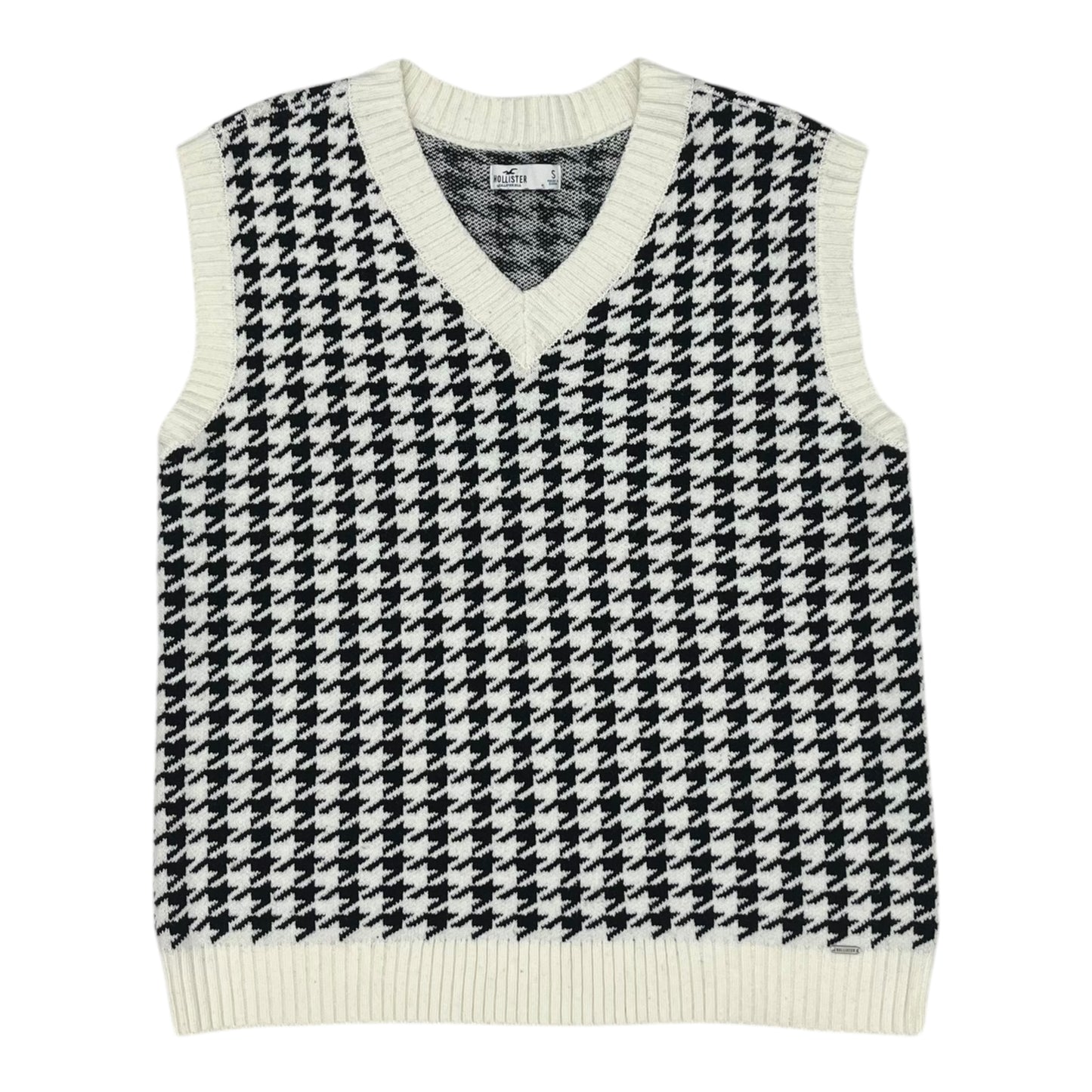 Vest Sweater By Hollister In Black & Cream, Size:S