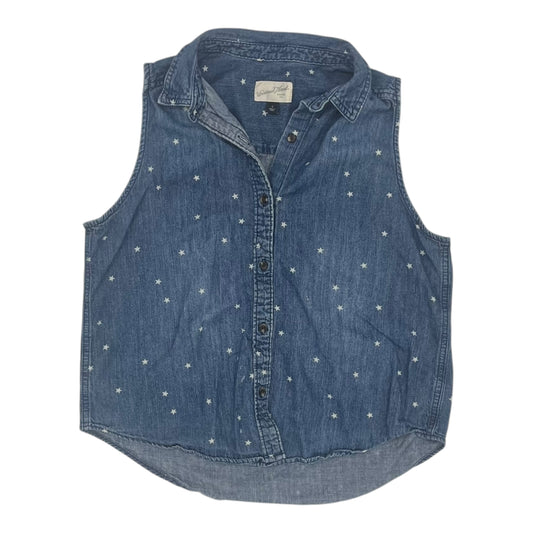Blouse Sleeveless By Universal Thread In Blue Denim, Size:S