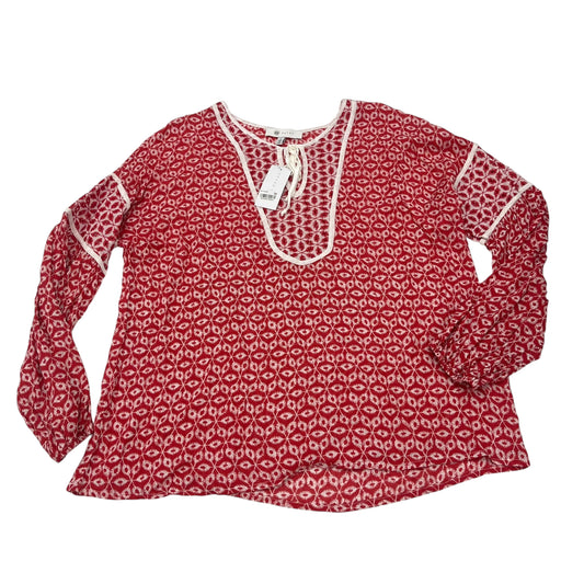 Blouse Ls By Fever In Red & White, Size:L