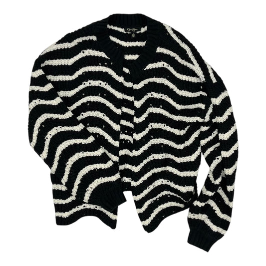 Sweater Cardigan By Jessica Simpson In Black & White, Size:L